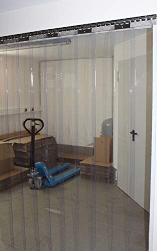 PVC Streifenvorhang, Lamellenvorhang 300x3mm 1,00 m breit, komplett vormontiert, transparent, als optimaler Wind und Wetterschutz (Höhe 2,25 m) von HaVePro PVC