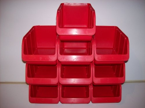 10 Stapelboxen Sichtboxen Lagerboxen Gr.3 rot 145x240x125 mm von HaW