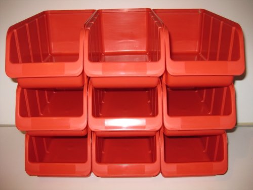 9 Stapelboxen Sichtboxen Lagerboxen Gr.3/L rot 145x315x125 mm 9 Stapelboxen Sichtboxen Lagerboxen Gr.3/L rot 145x315x125 mm von HaW