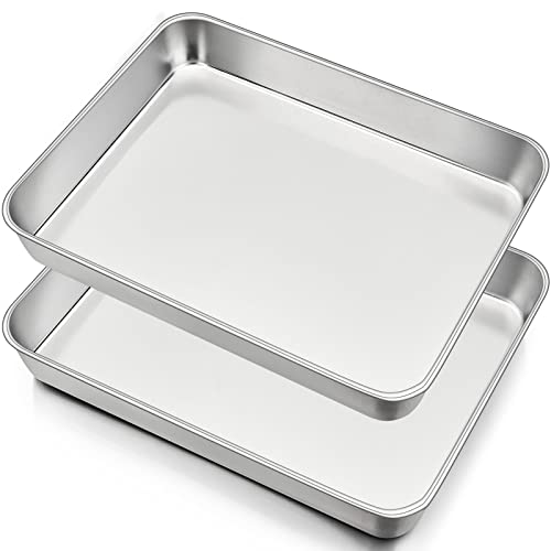 HaWare Backblech, Edelstahl Rechteckig Auflaufform Fettpfanne Ofenform Backofen 2er Set, 31x24x5cm, Tiefes Ofenblech Kuchenblech zum Backen/Braten/Servieren, Ungiftig ＆ Gesund, Spülmaschinenfest von HaWare