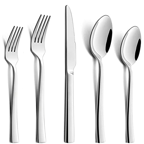 Besteck Set, HaWare 30-teilig Besteckset für 6 Personen mit Messer/Gabel/Löffel, Edelstahl Essbesteck Menübesteck Tafelbesteck Set für Haus/Party/Hotel/Restaurant, Hochglanzpoliert & Spülmaschinenfest von HaWare