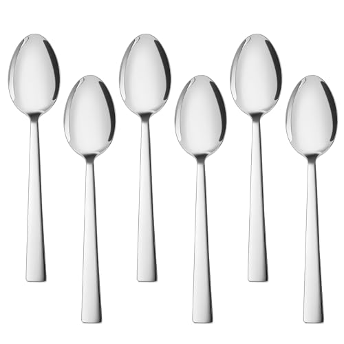 HaWare Esslöffel, Edelstahl Löffel 6er Set, 19,5cm Suppenlöffel Tafellöffel, Elegantes & Modernes Menülöffel Besteck Set für Zuhause/Restaurant/Party, Hochglanzpoliert & Spülmaschinenfest von HaWare