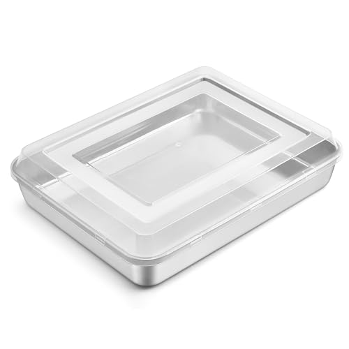 HaWare Backblech mit Deckel, Edelstahl Rechteckige Auflaufform Ofenblech mit Transportbox, 31,6x24,6x5cm, Tiefes Kuchenblech Fettpfanne für Brownie Kuchen Lasagna, Gesund & Ungiftig, Spülmaschinenfest von HaWare