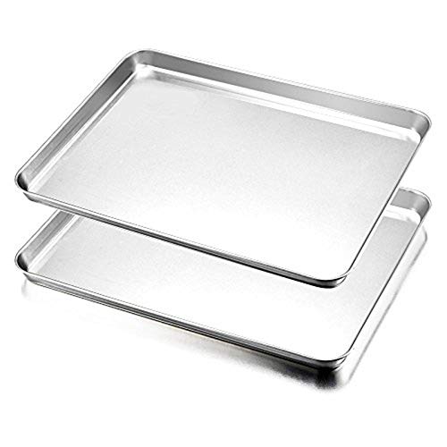 Backblech, HaWare Edelstahl Ofenblech Kuchenblech 2er Set, 40 x 30 x 2.5cm, Rechteckige Fettpfanne Backofen Tablett zum Backen & Servieren - Ungiftig ＆Gesund, Leicht zu Reinigen＆Spülmaschinenfest von HaWare