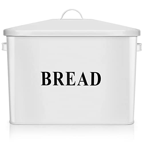 HaWare Brotkasten, Metall-Brotkasten für Küche, Arbeitsplatte, großer Brotlaib-Halter, Aufbewahrungsbehälter – 34,1 x 19,1 x 24,5 cm – für 2 + Brote, gesund, platzsparend & Bauernhaus-Stil – Weiß HaWare Brotkasten, Metall-Brotkasten für Küche, Arbeitsplatte, großer Brotlaib-Halter, Aufbewahrungsbehälter – 34,1 x 19,1 x 24,5 cm – für 2 + Brote, gesund, platzsparend & Bauernhaus-Stil – Weiß von HaWare