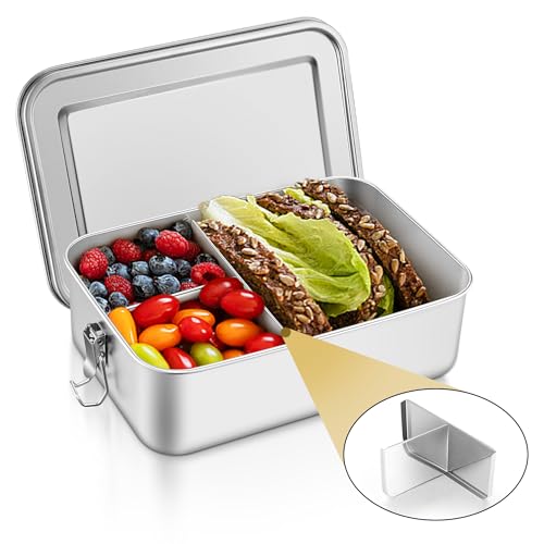 HaWare Edelstahl Brotdose Lunchbox mit Fächern (1, 850ml) von HaWare