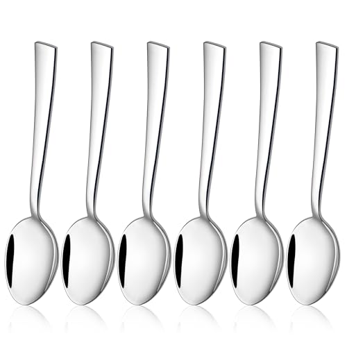 HaWare Kaffeelöffel, 6-teilig Edelstahl Teelöffel Dessertlöffel Set, 13,5cm Klein Löffel für Hause/Restaurant/Hotel, Hochglanzpoliert & Spülmaschinenfest - Eleganter Quadratischer Griff von HaWare