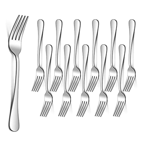 HaWare Gabel-Set mit 12 Edelstahl-Gabeln, große Menügabeln für Zuhause, Küche, Restaurant, silberfarbenes Tafelgabel-Set mit runden Kanten, hochglanzpoliert und spülmaschinenfest, 20 cm von HaWare