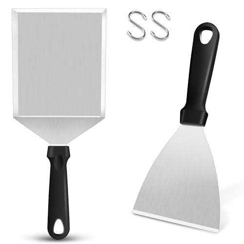 HaWare Grillspachtel Set, Edelstahl Plancha Spachtel 2er Set für Smash Burger, Grillspachtel Grillwender für Gasgrill, Feuerplatte und Teppanyaki, Ideales Grill Zubehör für Männer, Spülmaschinenfest von HaWare