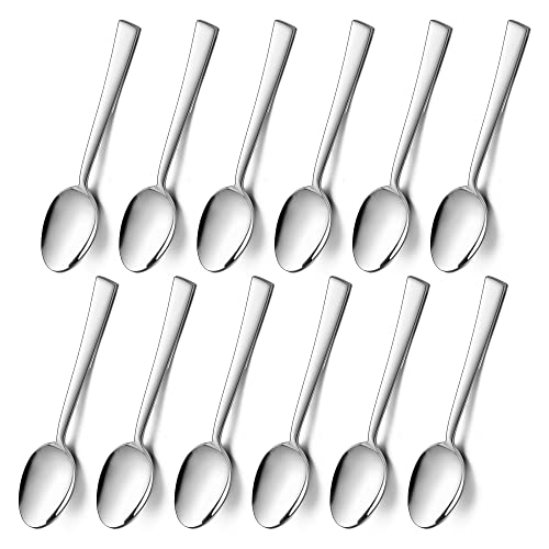 Kaffeelöffel, HaWare Edelstahl Teelöffel Dessertlöffel 12er Set, Kleiner Löffel für Zuhause, Restaurant, Küche, Glatte Kante & Hochglanzpoliert, Spülmaschinenfest (14cm, Silber) von HaWare