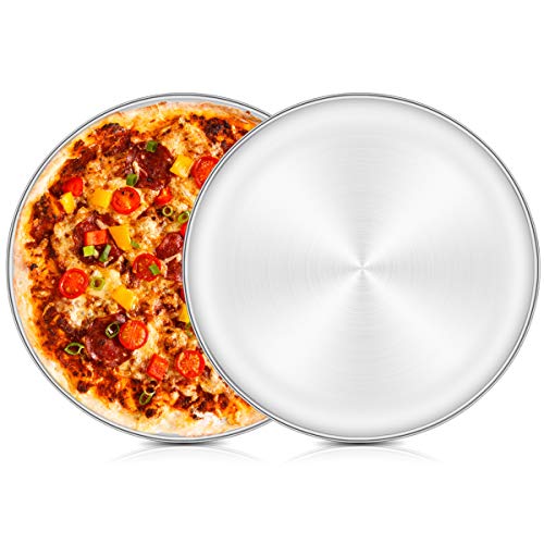 HaWare Pizza-Backblech, 2er-Set, 30,5 cm, Edelstahl, Pizza-Pfanne, Ofenblech, rundes Backblech, weniger haftend, ungiftig und gesund, strapazierfähig und spülmaschinenfest von HaWare