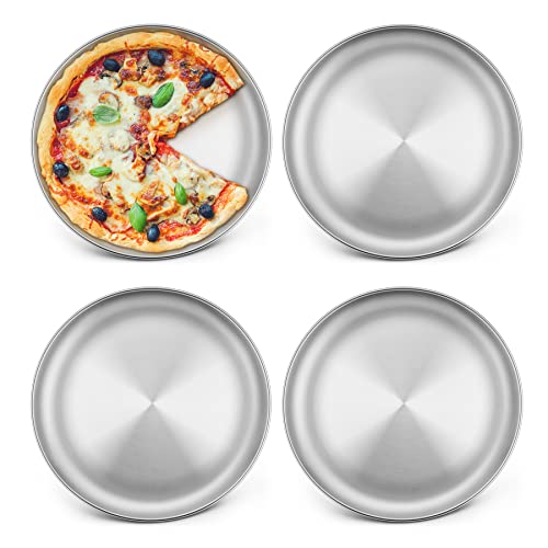 HaWare Pizzablech, 4er-Set, Edelstahl, 20,3 cm, rund, Pizza-Backblech zum Backen, Servieren, Kochen, ungiftig und gesund, ofen- und spülmaschinenfest (20 cm) von HaWare