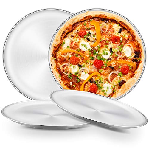 HaWare Pizzaplech 4er Set, Rund Pizzaform Pizza Backblech für Backofen Backen - 26＆30cm, Ungiftig ＆ Gusund, Leicht zu Reinigen ＆Spülmaschinenfest von HaWare