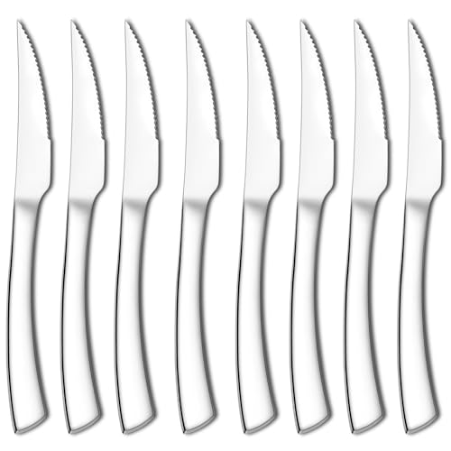 HaWare Steakmesser Set, Edelstahl ６ Stück Tafelmesser Buttermesser, Scharf Gezacktes Besteck Messer Set für Haushalt/Küche/Restaurant, Ergonomischer Griff, Spiegelpoliert & Spülmaschinenfest von HaWare