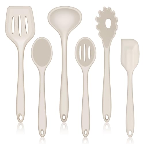 Küchenhelfer Set, HaWare 6-teiliges Kochutensilien Set, Antihaft Silikon Küchenutensilien Kochbesteck Set, Hitzebeständiges Kochgeschirr Küchenset zum Kochen & Backen, Leicht zu Reinigen - Khaki von HaWare