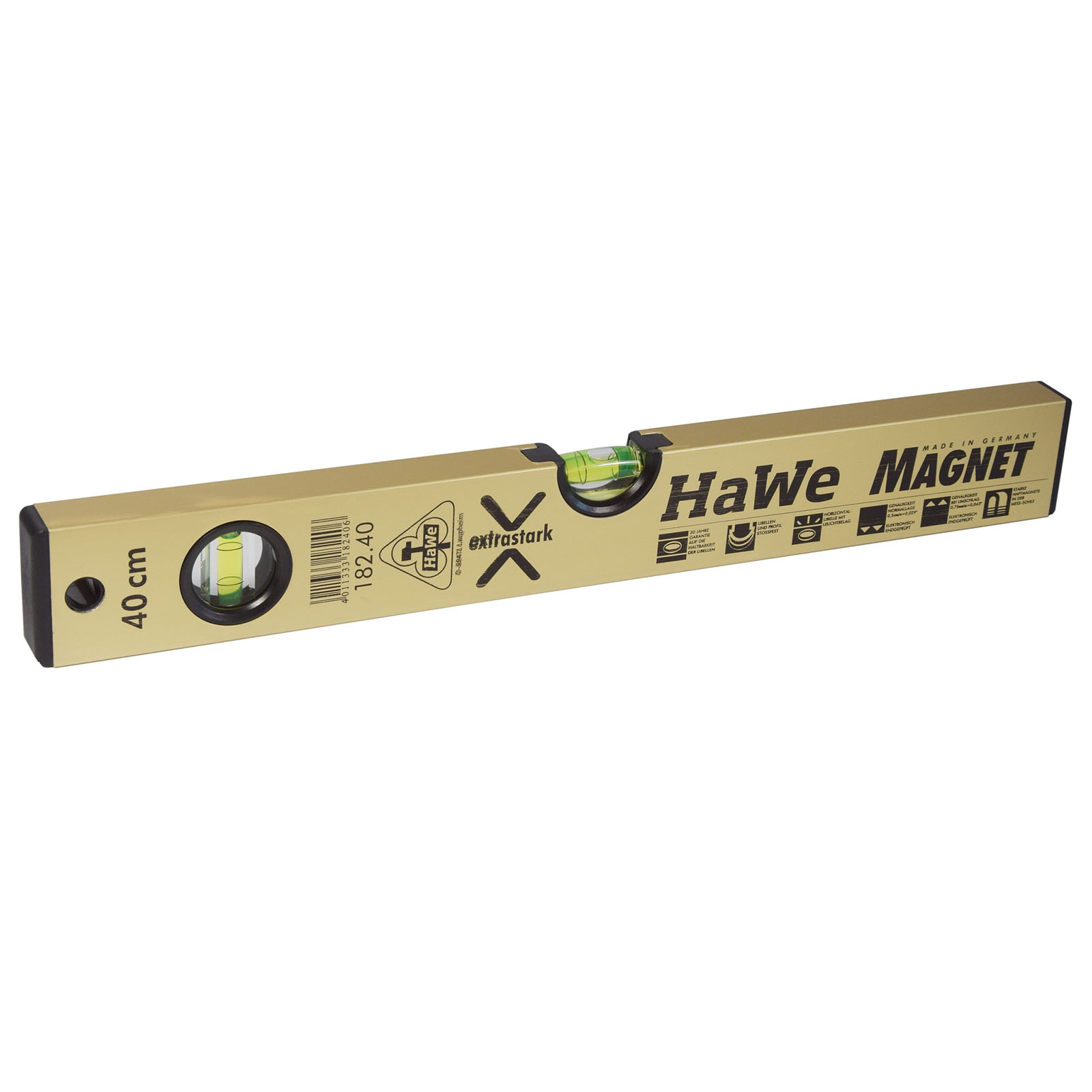 HaWe Alu-Wasserwaage Magnet mit 2 Libellen, Magnetwasserwaage, Neigungsmesser Größe:50 cm von HaWe