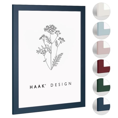 Haak Bilderrahmen modern stabil Miko Dunkelblau 30 X 40 cm Rahmen für Bilder Urkunden Poster Puzzle Pastell Farben von Haak