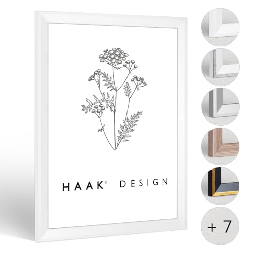 Haak Bilderrahmen schmal RICO ANTIREFLEX/Entspiegelt 50 X 100 cm Weiß (matt) Rahmen für Poster Puzzle Bilder Elegant von Haak