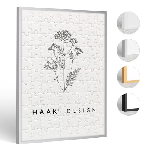 Haak Puzzlerahmen Alena Aluminium Natur 50 X 70 cm (ca. 1000 Teile) ANTIREFLEX/Entspiegelt Aluminium Bilderrahmen Rahmen für Puzzle von Haak