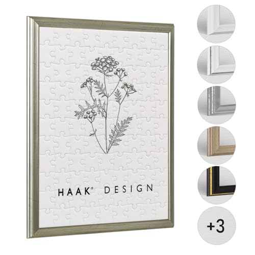 Haak Puzzlerahmen Kailey Silber Antik 67 X 90 cm (ca. 2000 Teile) ANTIREFLEX/Entspiegelt Barockrahmen Bilderrahmen Rahmen für Puzzle von Haak
