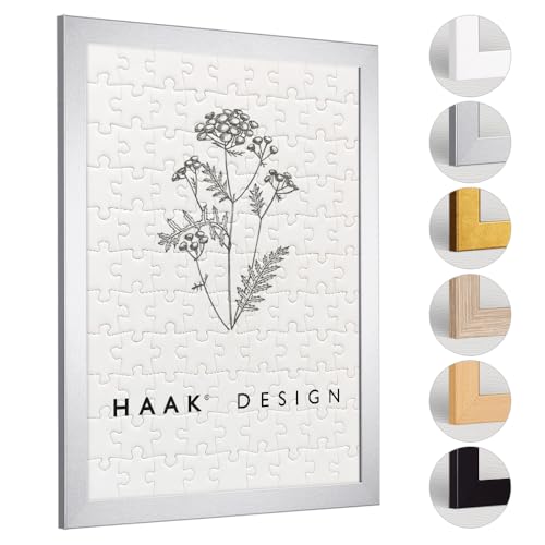 Haak Puzzlerahmen Tokio ANTIREFLEX/Entspiegelt Alu geschliffen (Dekor) 75,5 X 98,5 cm (ca. 2000 Teile) Bilderrahmen Rahmen für Puzzle von Haak