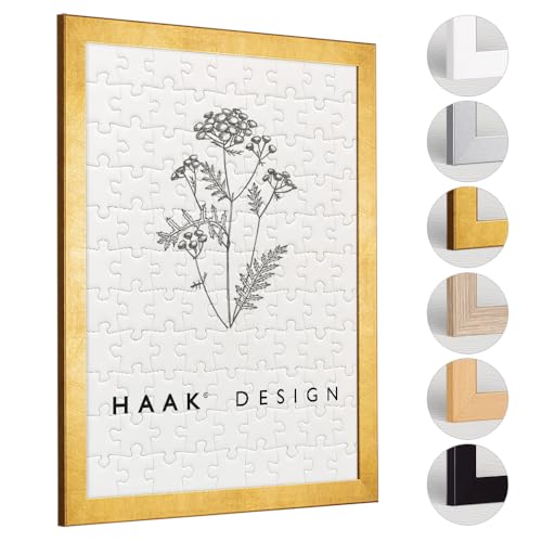Haak Puzzlerahmen Tokio ANTIREFLEX/Entspiegelt Blattgold 48 X 64 cm (ca. 1000 Teile) Bilderrahmen Rahmen für Puzzle von Haak