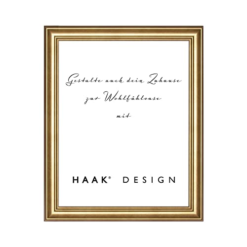 Haak Bilderrahmen mit entspiegeltem Acrylglas (Antireflex) Barockrahmen Luna 59,4x84cm (DIN A1) Blattgold von Haak