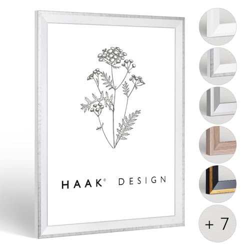HaakDesign Bilderrahmen schmal RICO 30 X 40 cm Weiß Grau Rahmen Elegant von Haak