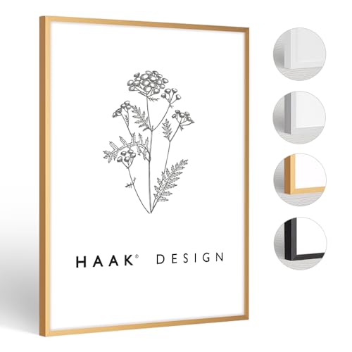 HaakDesign schmaler Bilderrahmen Alena Aluminium Alubilderrahmen 70 x 70 cm Gold Fotorahmen, Geschenkidee von Haak