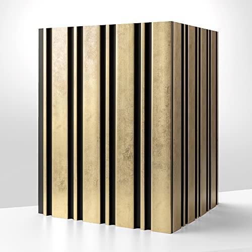 HaakDesign 3D Wandpaneele Lamellenwand Merkur in Holz Optik Akustikpaneel zur Wandverkleidung leichtes Polystyrol Decor, Gold, 11,6x260cm (Paneel) von HaakDesign