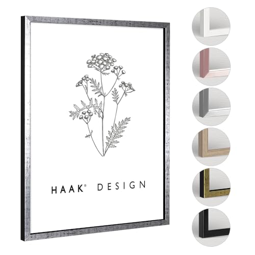 HaakDesign Bilderrahmen Posterrahmen Sunny perfekt für Ihr Poster Bild in Schwarz Silberglanz Antik mit Acrylglas 29.7 X 42 cm DIN A3 von HaakDesign