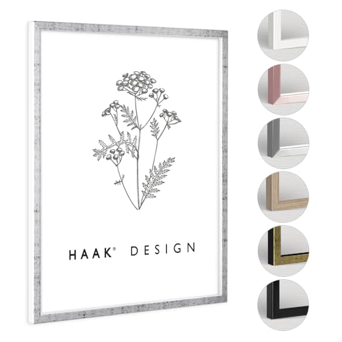 HaakDesign Bilderrahmen Posterrahmen Sunny perfekt für Ihr Poster Bild in Weiß Grau Antik mit Acrylglas 28 X 35 cm von HaakDesign