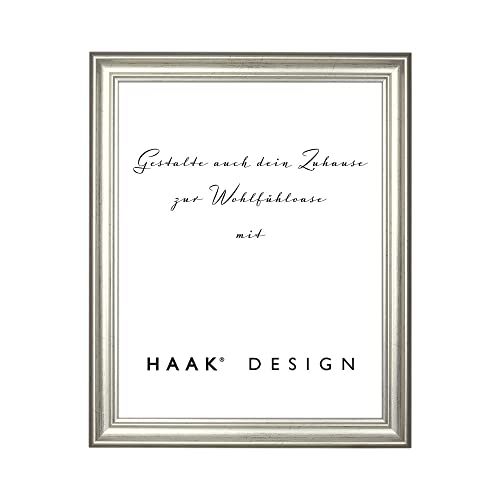 Haak Bilderrahmen mit entspiegeltem Acrylglas (Antireflex) Barockrahmen Luna 60x90cm Silber Antik von Haak