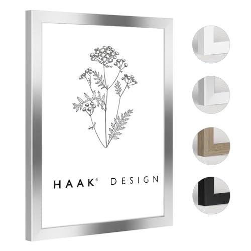 HaakDesign Bilderrahmen modern stabil Bira Silber Glanz 30 X 40 cm von HaakDesign