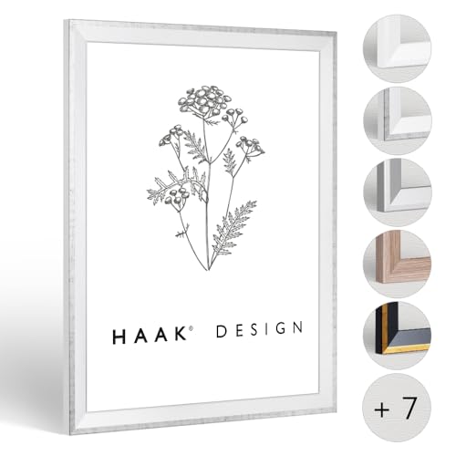 HaakDesign Bilderrahmen schmal RICO 15 X 21 cm (DIN A5) Weiß Grau Rahmen Elegant von HaakDesign