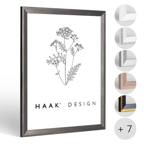 HaakDesign Bilderrahmen schmal RICO 30 X 40 cm Anthrazit Stahl Rahmen für Poster Puzzle Bilder Elegant von HaakDesign