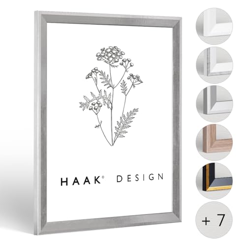 HaakDesign Bilderrahmen schmal RICO Glanz Edition 20 X 50 cm Silberglanz Rahmen für Puzzle Poster Bilder Elegant von HaakDesign