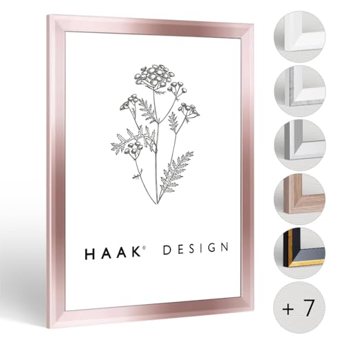 HaakDesign Bilderrahmen schmal RICO Glanz Edition 50 X 90 cm Rosegold Rahmen für Puzzle Poster Bilder Elegant von HaakDesign