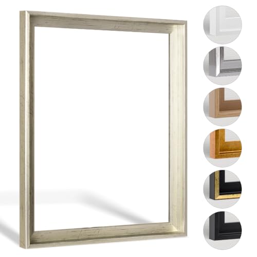 HaakDesign Schattenfugenrahmen Levi in Silber Antik 90 X 120 cm für Keilrahmenbilder und Leinwände Glanz Edition von Haak