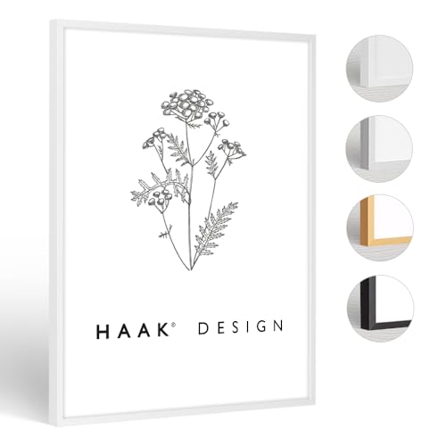 HaakDesign schmaler Bilderrahmen Alena Aluminium Alubilderrahmen 60 x 84 cm Weiß Fotorahmen, Geschenkidee von Haak