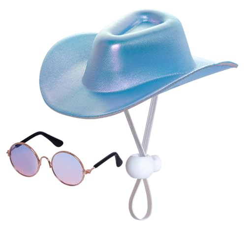 Haakong Cowboy-Kostüm für Haustiere, glitzernder Cowboyhut mit Sonnenbrille für Hund, Katze, Cowboyhut, Halloween, Weihnachten, Kostüm, Motto-Party, Blau, Größe S Haakong Cowboy-Kostüm für Haustiere, glitzernder Cowboyhut mit Sonnenbrille für Hund, Katze, Cowboyhut, Halloween, Weihnachten, Kostüm, Motto-Party, Blau, Größe S von Haakong
