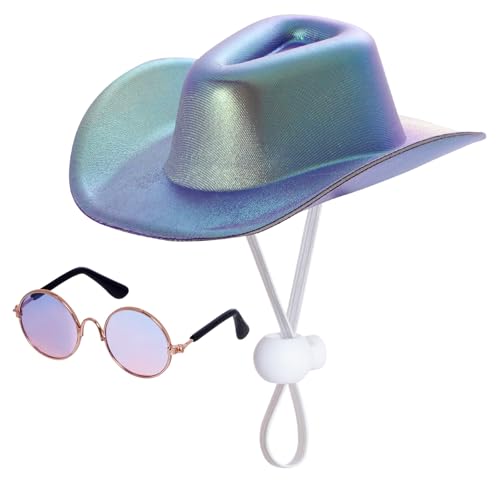 Haakong Cowboy-Kostüm für Haustiere, glitzernder Cowboyhut mit Sonnenbrille für Hund, Katze, Cowboyhut, Halloween, Weihnachten, Kostümparty, Party, bunt, Größe S Haakong Cowboy-Kostüm für Haustiere, glitzernder Cowboyhut mit Sonnenbrille für Hund, Katze, Cowboyhut, Halloween, Weihnachten, Kostümparty, Party, bunt, Größe S von Haakong