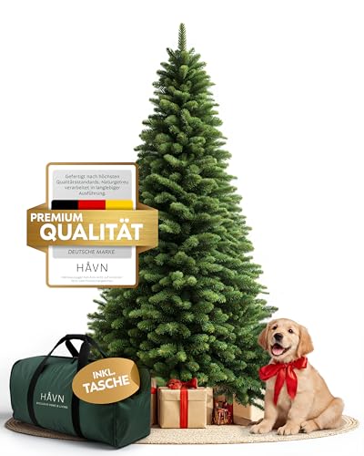 Håvn® Premium Künstlicher Weihnachtsbaum (220cm Nordlys) | Naturgetreue Optik, Dichte Zweige, inkl. Holzständer & Aufbewahrungstasche – Hochwertiger Tannenbaum von Håvn