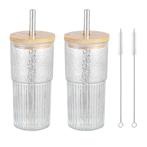 Haayymo 2 x 600ml Trinkgläser, Becher mit Deckel und Strohhalm, Trinkbecher mit Strohhalm,Edelstahl-Strohhalm-Trinkglas mit Deckel für Milch, Softdrinks, Milchtee und Kaffee Haayymo 2 x 600ml Trinkgläser, Becher mit Deckel und Strohhalm, Trinkbecher mit Strohhalm,Edelstahl-Strohhalm-Trinkglas mit Deckel für Milch, Softdrinks, Milchtee und Kaffee von Haayymo