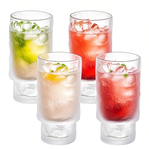 Haayymo Cocktail Gläser 4er Set, Bier Glas,480ML Can Longdrinkglas,Wassergläser,Longdrinkgläser,Trinkgläser mit Deckel und Strohhalm,für Eiskaffee, Cocktail, Bier, Smoothie (Gletscher) von Haayymo
