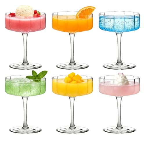 Haayymo Dessertschalen aus Glas Eisbecher 6er-Set, Kurzstielgarnelen Cocktailgläser Vorspeise Obstsalate Puddingschalen Dessert Eisbecher mit Fuß Cocktailschales (H7016) von Haayymo