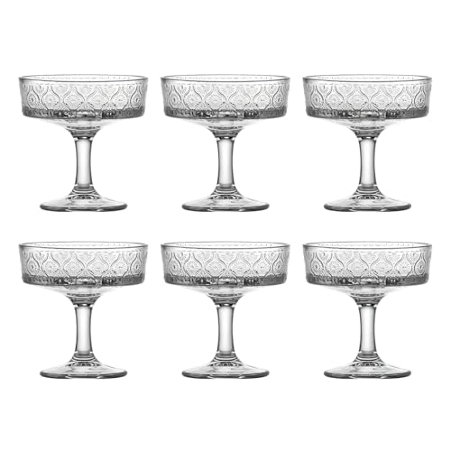 Haayymo Dessertschalen aus Glas Eisbecher 6er-Set, Kurzstielgarnelen Cocktailgläser Vorspeise Obstsalate Puddingschalen Dessert Eisbecher mit Fuß Cocktailschales (T1001) von Haayymo