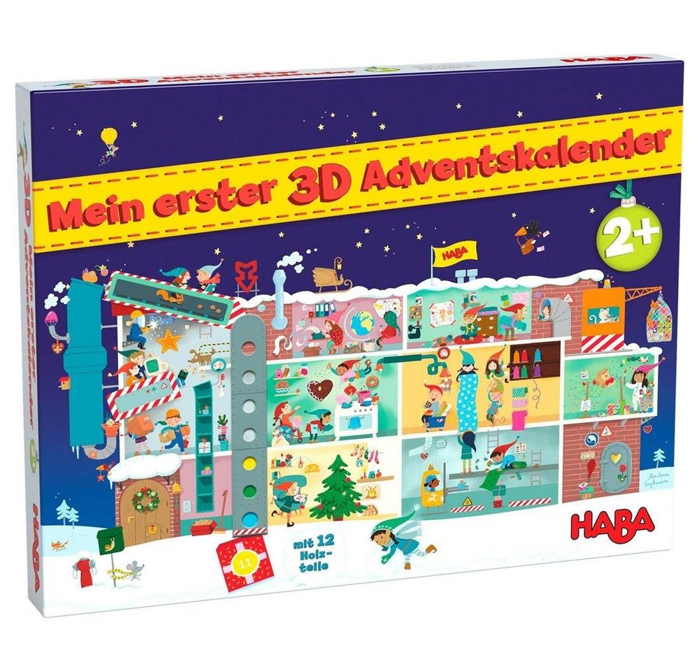 Haba Adventskalender Mein erster 3D-Adventskalender - In der Weihnachtsfabrik, Suchrätsel, für Kinder ab 2 Jahren von Haba