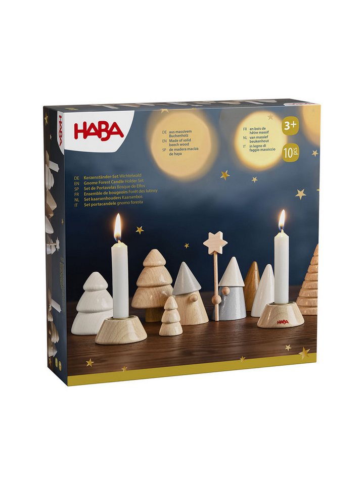 Haba Adventskranz Kerzenständer-Set Wichtelwald, Weihnachtskranz, Advent Deko, aus Holz von Haba
