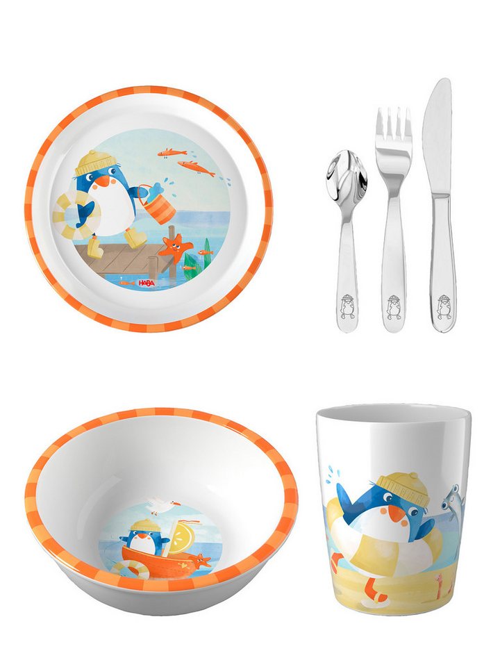 Haba Geschirr-Set Schüssel, Teller, Becher & Besteck (4-tlg), unisex neutral von Haba